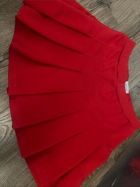 Bold Red Pleated Skater Skirt - Classic Circle Silhouette